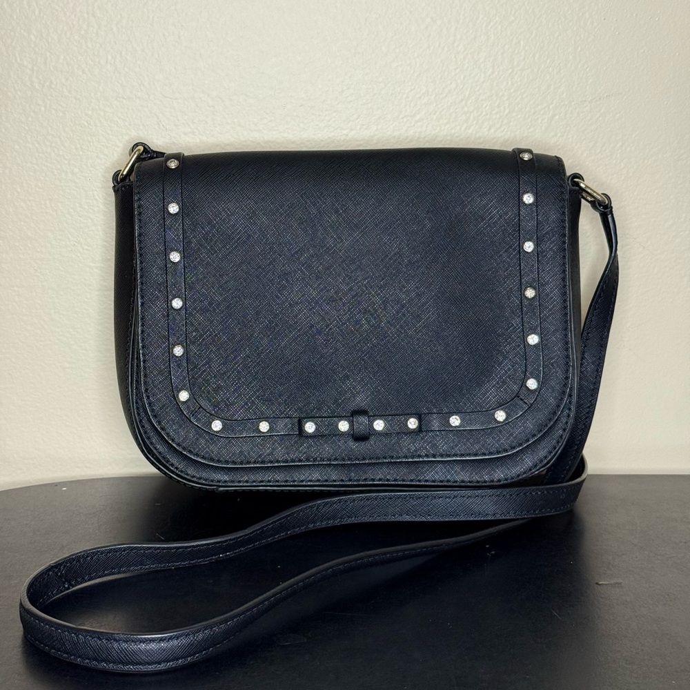 Kate Spade Saffiano Leather Carsen Laurel Way Black Crossbody Bag